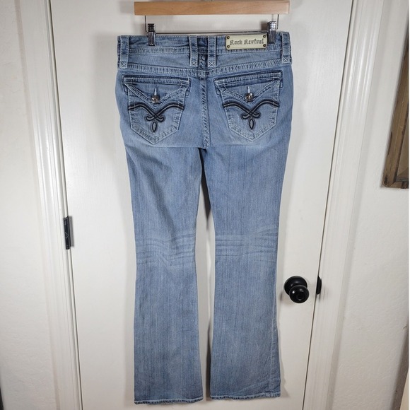 Rock Revival Luna Bootcut Jeans Size 29 Light Wash Low Rise Flattering Fit - Picture 8 of 12